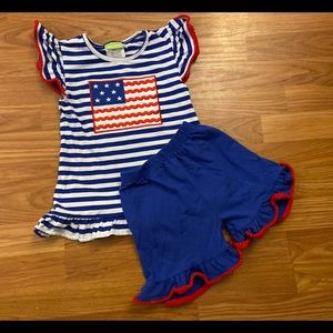 Girls Patriotic Shorts Set - size 7